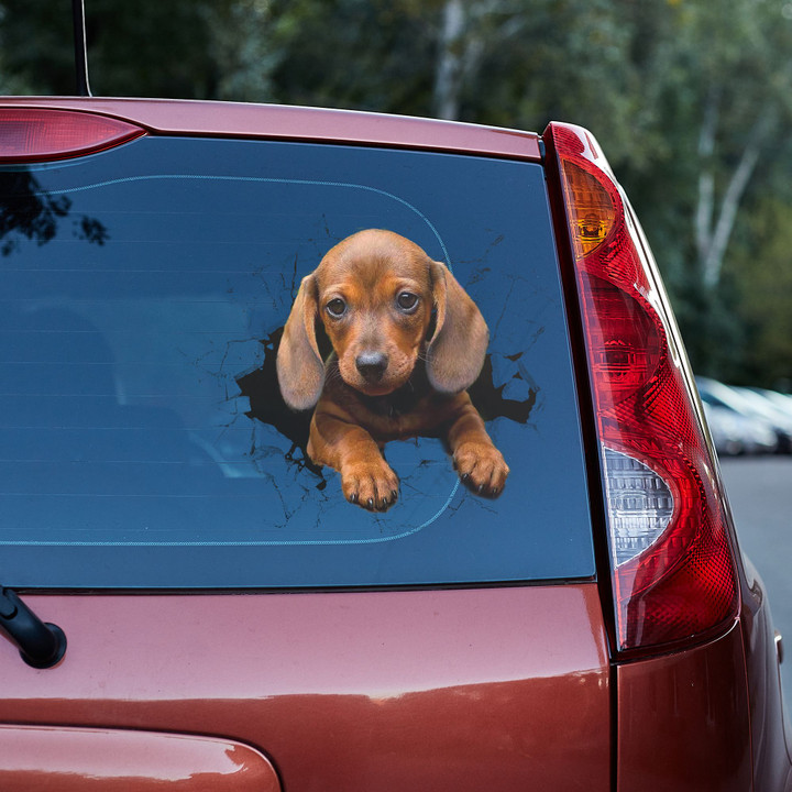 Dachshund Puppy Crack Car Decal Sticker - TG0821QA