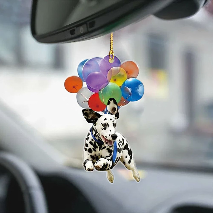Dalmatian With Colorful Balloons Flat Car Ornament - TG0921HN