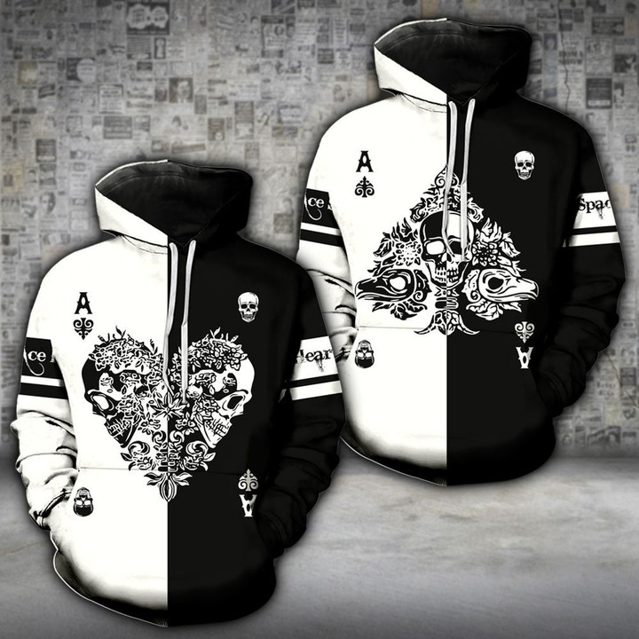 Ace Heart And Spade Skull Hoodies