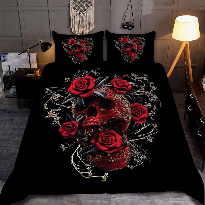 Rose Skull Dark Bedding Set
