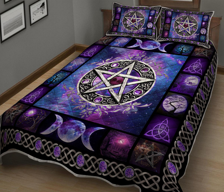 Pentacle Moon Dark Purple Quilt Bed Set - TG1021HN