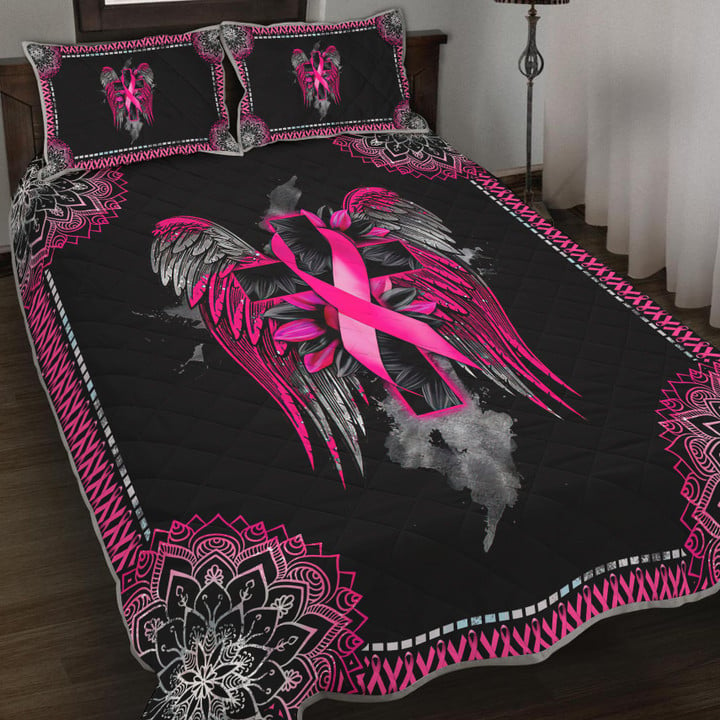 Pink Ribbon Wings Quilt Bed Set - TG1021TA