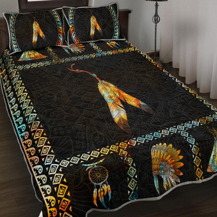 Orange Native Feather Quilt Bed Set - TG1121TA