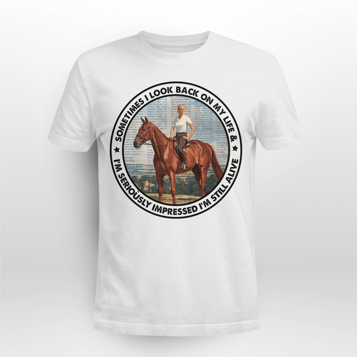 Riding horse Look back T-shirt - TT1121OS