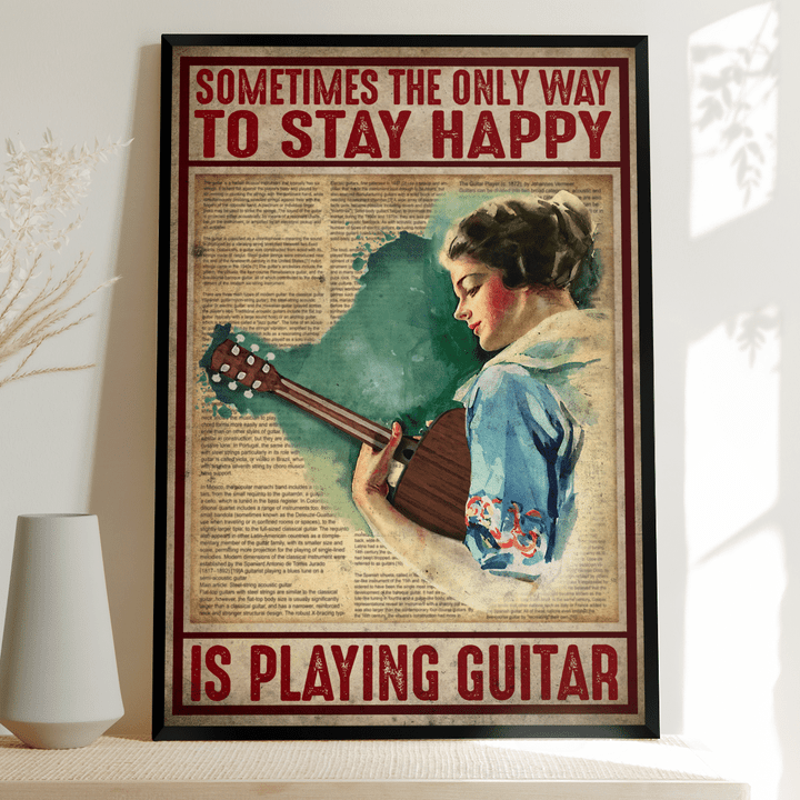 Happy is Playing guitar Poster - TT1121DT