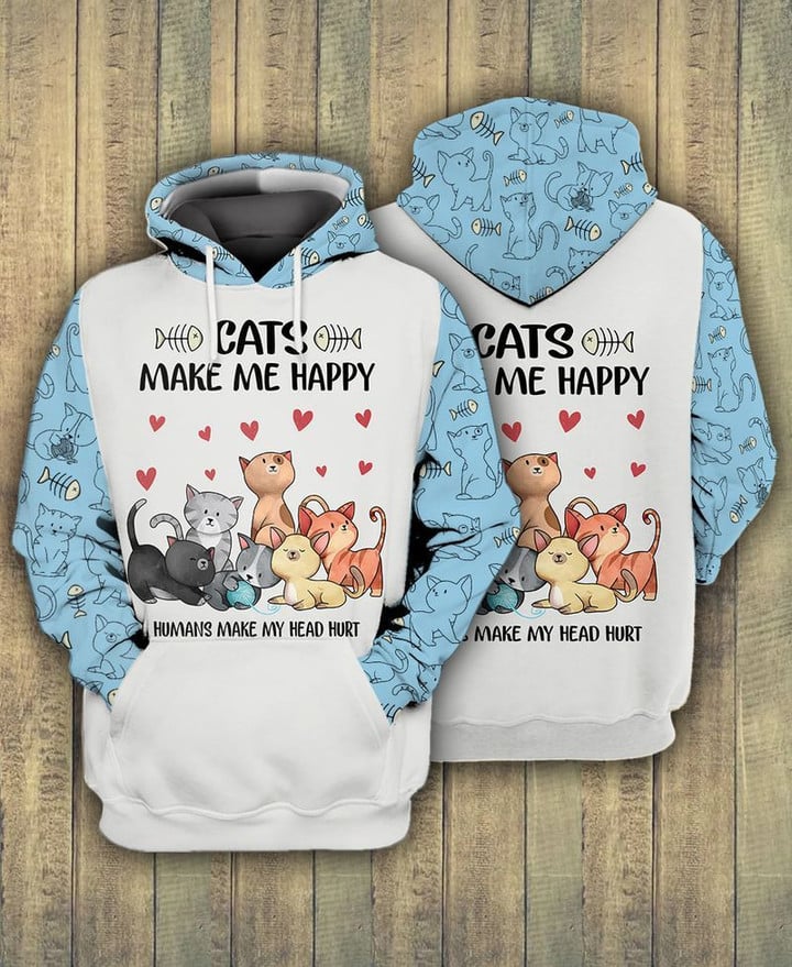 Cats Make Me Happy Hoodie and Zip Hoodie - NH1121HN