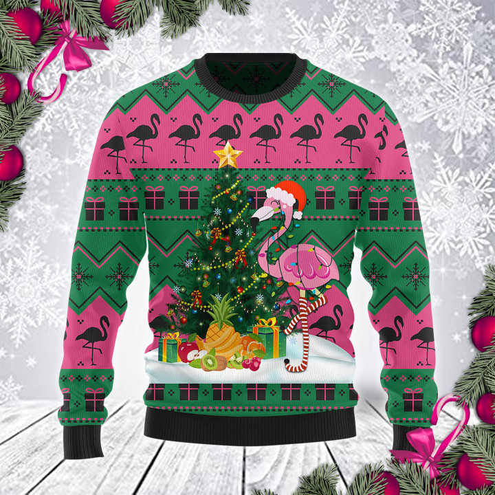 Flamingo Christmas Tree Wool Sweater - TG1121TA