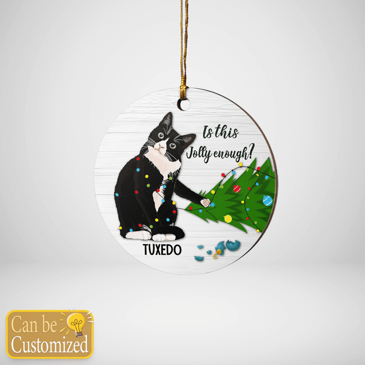 Is this jolly enough cat Round ornament - HN1221TA