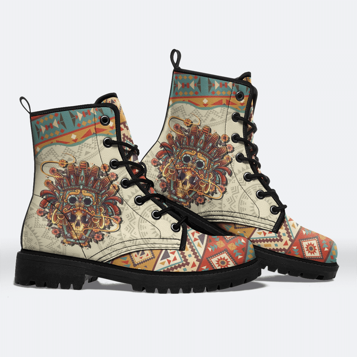 Aztec skull Leather boots - HN1221HN