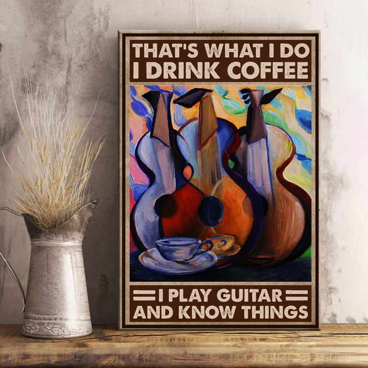 Drink Coffee and Play Guitar Poster - AD1121QA