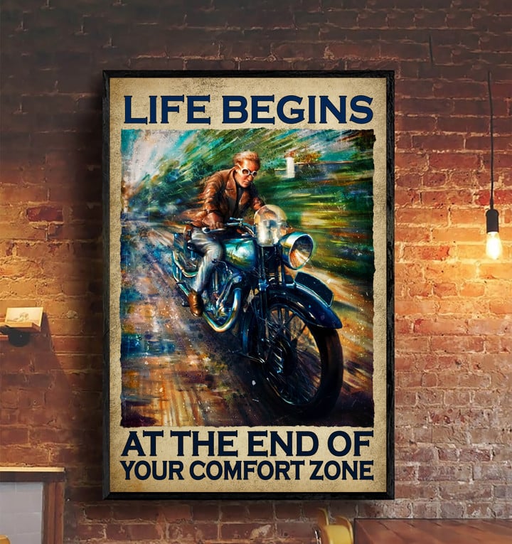 Biker - Life begins at the end of your comfort zone Poster & Canvas - AD1221OS