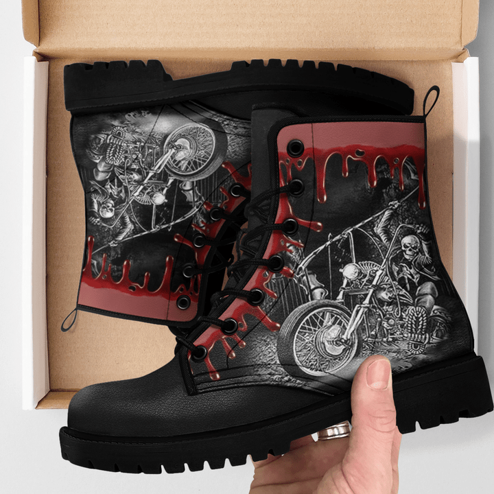 Skull riding motorcycle Leather Boots - TT0122TA