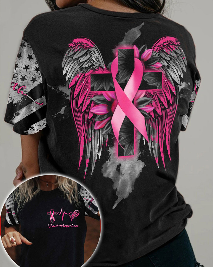 Faith Ribbon Wing Breast Cancer T-shirt - TG0822TA