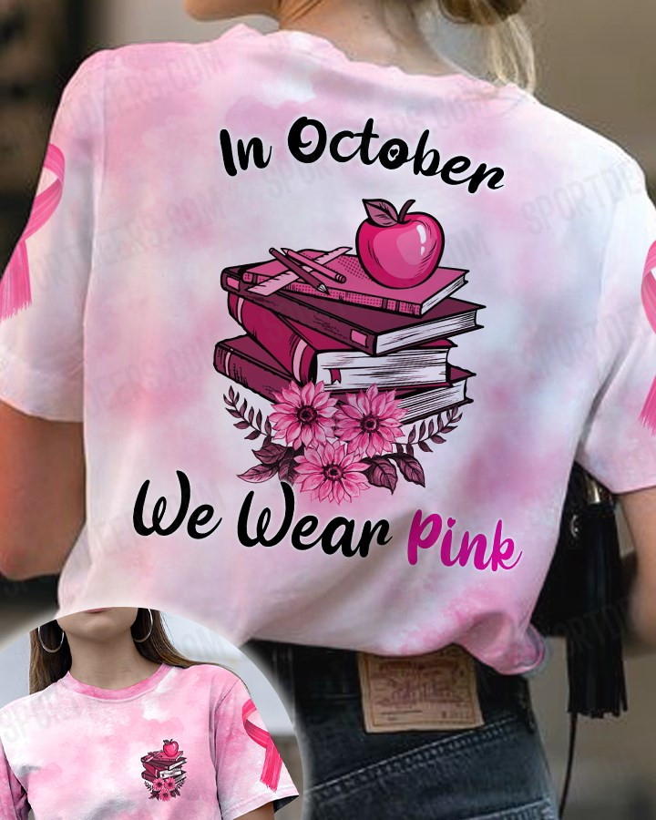 Apple And Books Wear Pink Breast Cancer T-shirt - TG0822