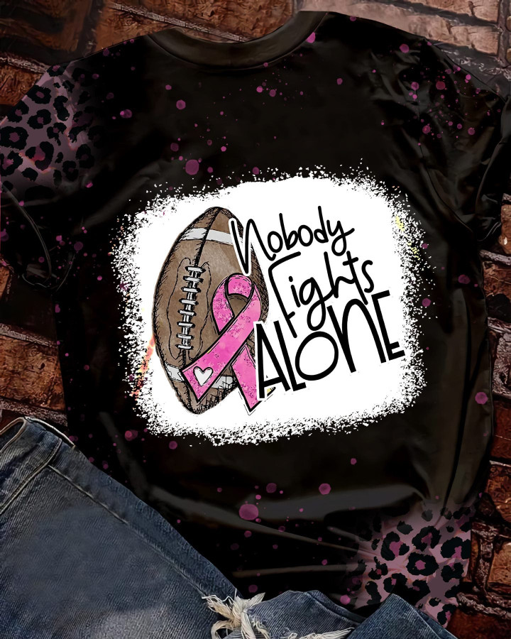 Nobody Fights Alone Football Breast Cancer T-shirt - TG0822