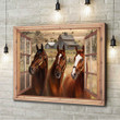 Three Horses Looking Farmhouse Canvas & Poster