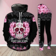 Skull Fight Like A Girl Pink Awareness Legging and Hoodie Set