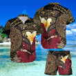 Turtle Gold Hibiscus Hawaii Shirt and Short Set - NN0721OS