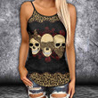 Wise Skull Leopard Criss-cross Tanktop and Legging set (buy both for 10% discount)