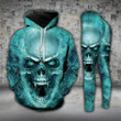 Blue Fire Skull Legging and Hoodie Set