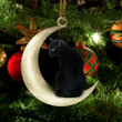 Black Cat Moon Flat Ornament - TG1121QA