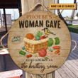 Woman Cave Knitting Room Sign - Personalized Wood Circle Sign - TT0322HN
