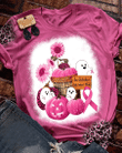 Pumpkin Ghost In October Wear Pink Breast Cancer T-shirt - TG0822