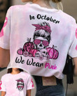 Skull Girl Wear Pink Breast Cancer T-shirt - TG0822OS