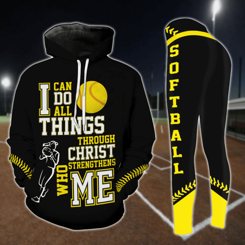 Softball I Can Do All Things Legging and Hoodie Set