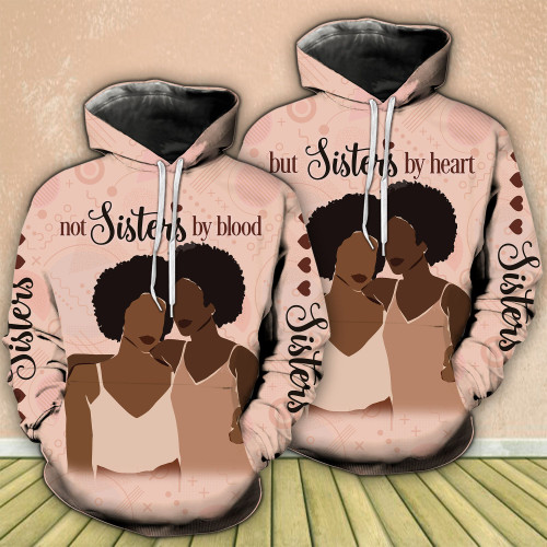 Black Women Sisters By Heart Couple Hoodies