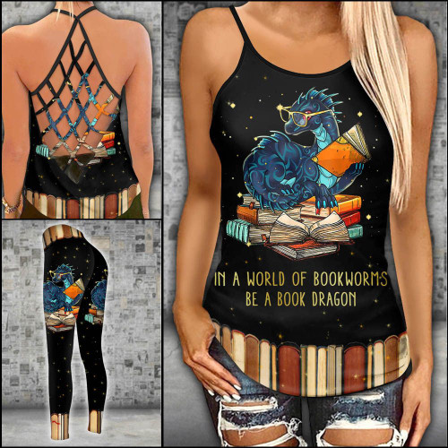 Be A Book Dragon Criss-cross Tanktop and Legging set (buy both for 10% discount)