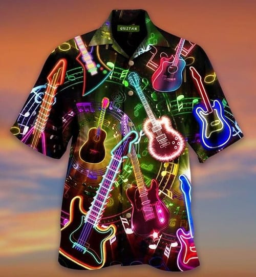 Retro Abstract Guitars Hawaii Shirt/ Hoodie/ Bomber