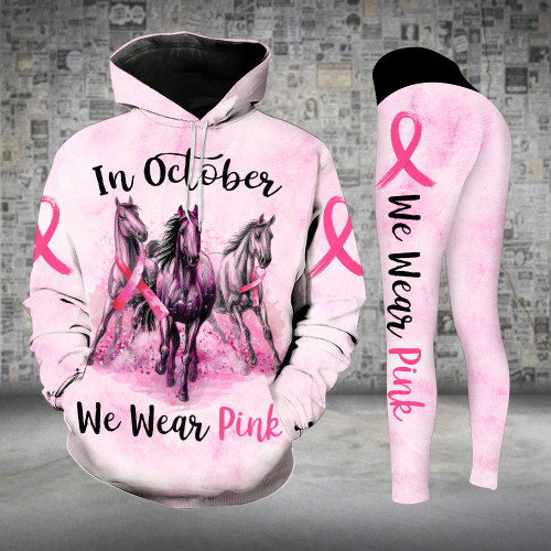 In October We Wear Pink Horses Legging and Hoodie Set - TG0821HN