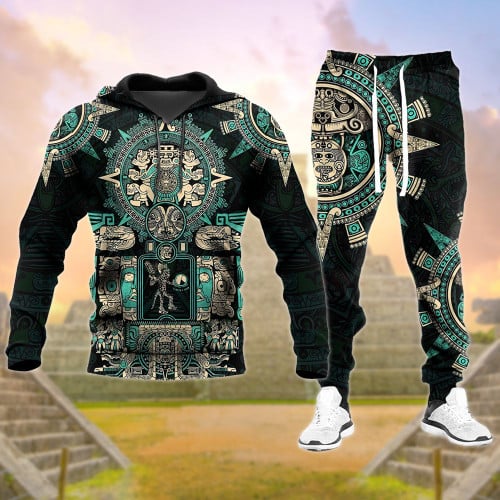 Aztec Green Hoodie Sweatpants Set