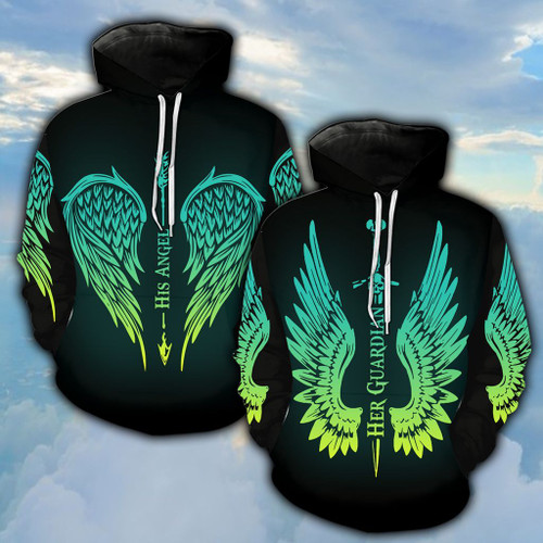 Guardian And Angel Wing Couple Hoodies