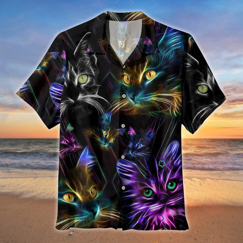 Cat Neon Tshirt, Hawaii Shirt - TT0522HN