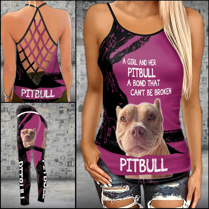 Pitbull A Girl And Her Pitbull Criss-cross Tanktop and Legging set (buy both for 10% discount)