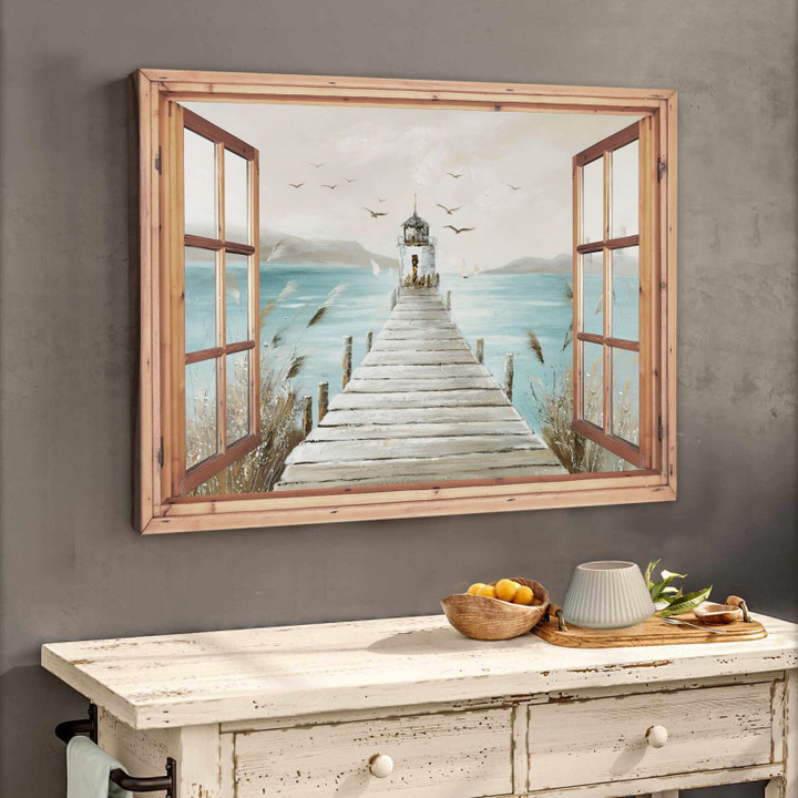 Lighthouse Deck Sea Window Canvas & Poster