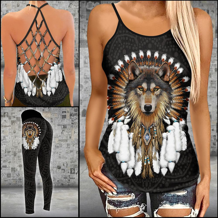 Wolf Dreamcatcher Criss-cross Tanktop and Legging set (buy both for 10% discount)