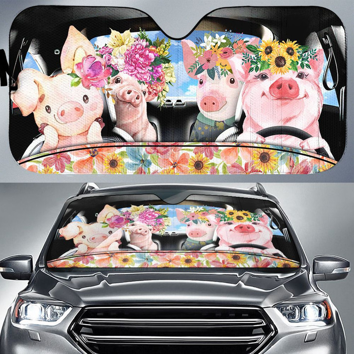 Flower Pigs Driving Car Sunshade - TG0721HN
