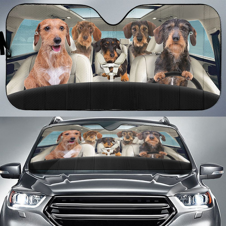 Wired Haired Dachshunds Family Car Sunshade - TG0821DT