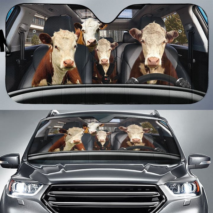 Hereford Cattle Family Car Sunshade - TG0821QA