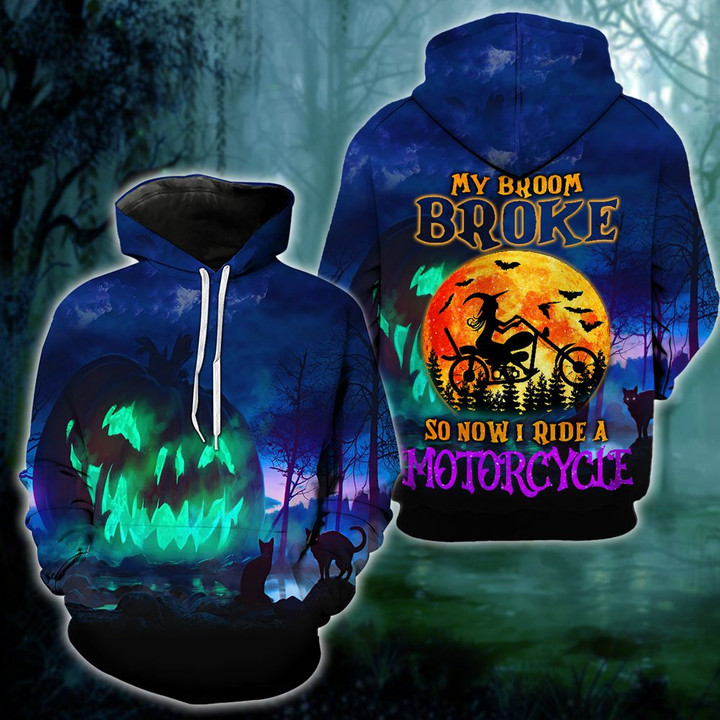 Witch My Broom Broke So Now I Ride A Motorcycle Hoodie - NH0821DT