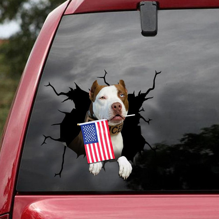 Pitbull Flag Cracked Car Decal Sticker - NH0821QA