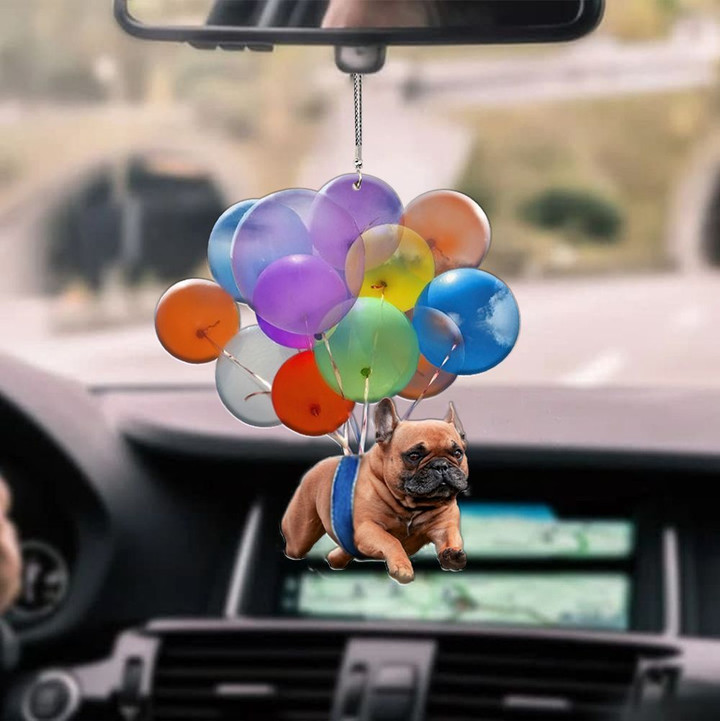 French Bulldog 02 With Colorful Balloons Flat Car Ornament - TG0921QA