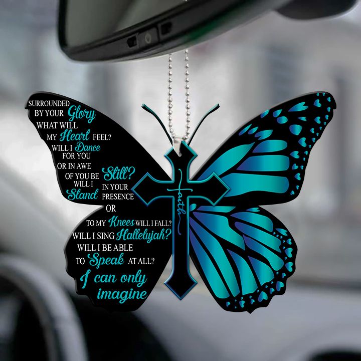 Blue Faith Butterfly Flat Car Ornament - TG0921DT