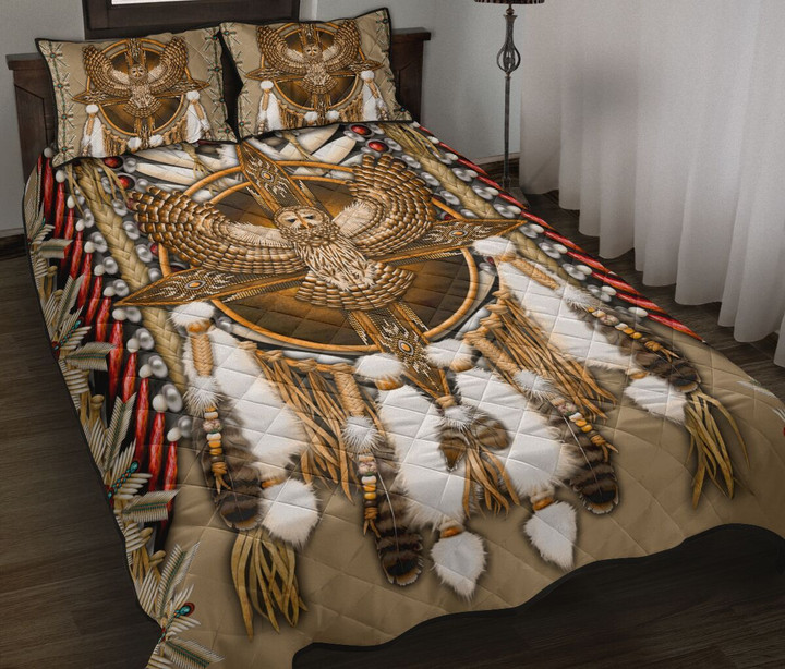 Great Horned Owl Native American Quilt Bed Set - NH0921HN