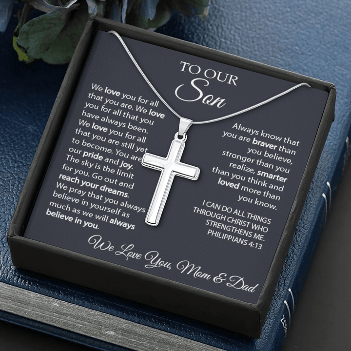 To Our Son We Love You For All That You Are Cross Necklace - TG0122DT