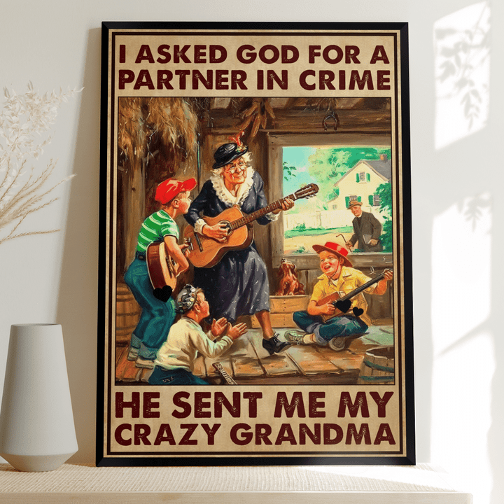 Crazy Grandma Play Guitar Poster & Canvas - Love Grandmom Poster & Canvas - Poster & Canvas For Grandma - Home Decor - Wall Art Vertical Poster & Canvas - TT0122OS