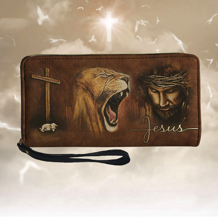 Lion Jesus Cross Leather Clutch - TG0122HN